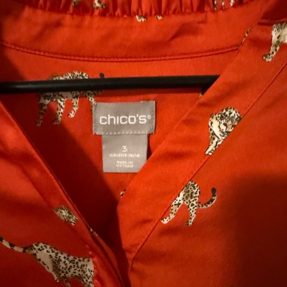 Chico's Vibrant Red Leopard Print Top - Picture 2 of 5